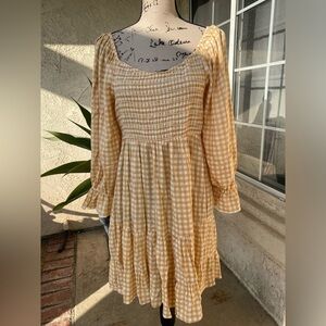 Western Yellow  Smocked Dress Xl